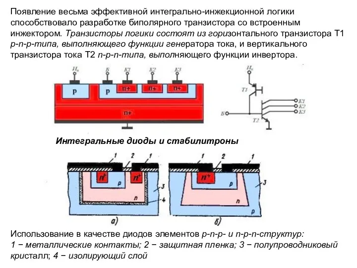 Появление весьма эффективной интегрально-инжекционной логики способствовало разработке биполярного транзистора со