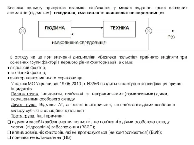 Безпека польоту припускає взаємне пов'язання у межах задання трьох основних