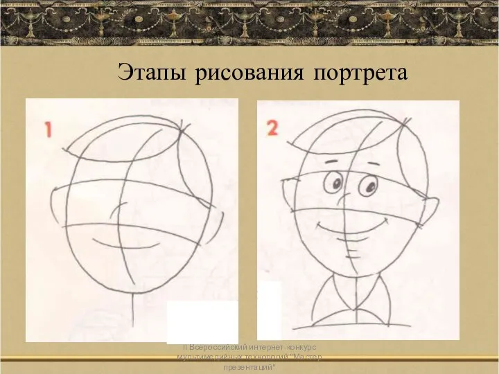 II Всероссийский интернет-конкурс мультимедийных технологий "Мастер презентаций" Этапы рисования портрета
