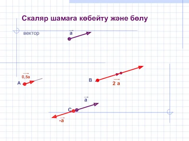 А . Скаляр шамаға көбейту және бөлу а 0,5а В . 2 а