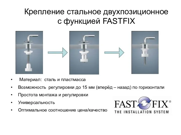 Крепление стальное двухпозиционное с функцией FASTFIX Материал: сталь и пластмасса