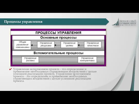 Управление исполнением проекта - это определение и применение необходимых управляющих