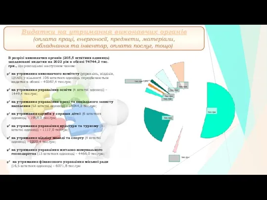 Видатки на утримання виконавчих органів (оплата праці, енергоносії, предмети, матеріали,