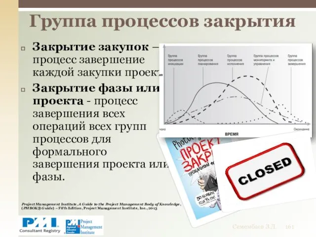 Закрытие закупок – процесс завершение каждой закупки проекта. Закрытие фазы