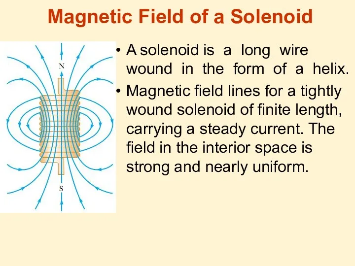 Magnetic Field of a Solenoid A solenoid is a long