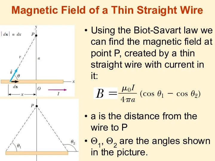 Magnetic Field of a Thin Straight Wire Using the Biot-Savart