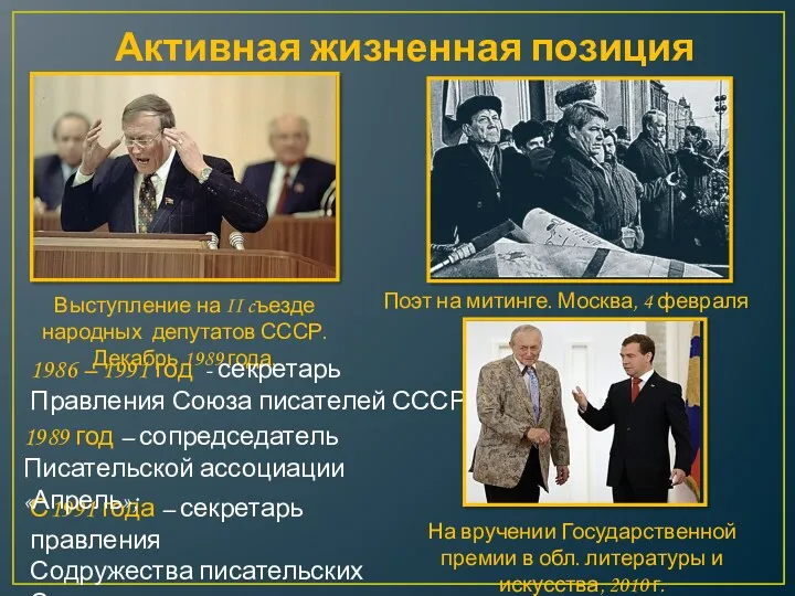 Активная жизненная позиция Выступление на II cъезде народных депутатов СССР.