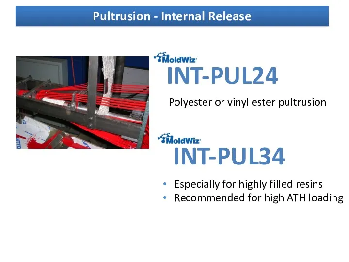 Pultrusion - Internal Release INT-PUL24 INT-PUL34 Polyester or vinyl ester