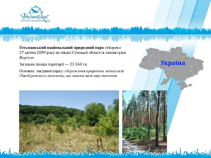 Гетьманський національний природний парк створено 27 квітня 2009 року на