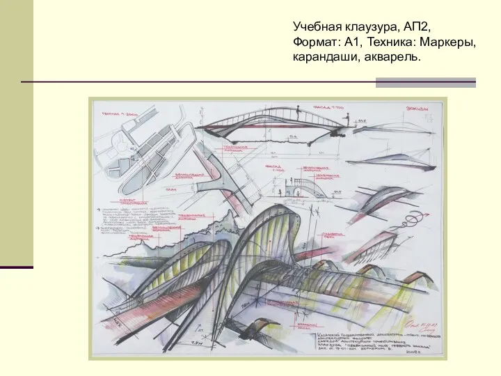 Учебная клаузура, АП2, Формат: A1, Техника: Маркеры, карандаши, акварель.