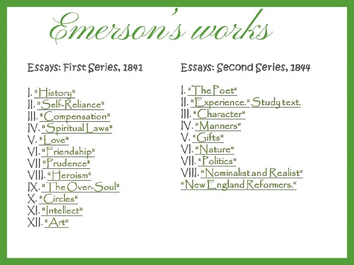 Emerson’s works