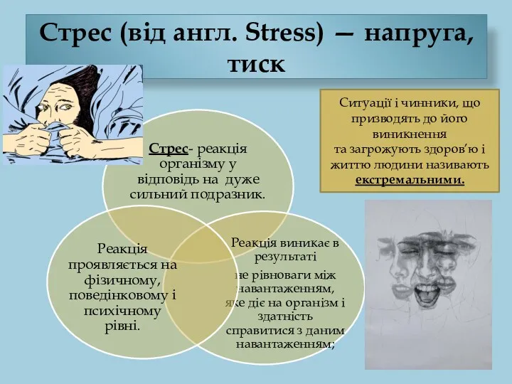 Стрес (від англ. Stress) — напруга, тиск Ситуації і чинники,