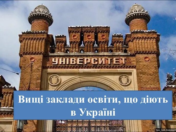 Вищі заклади освіти, що діють в Україні