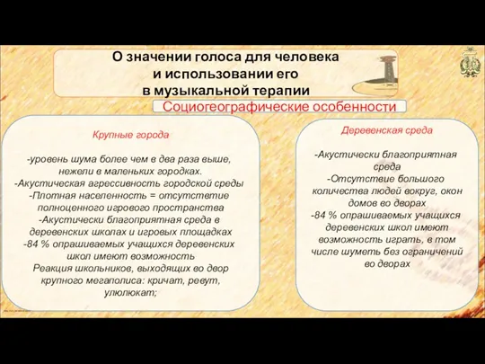 anton_linnik_bechterev@mail.ru О значении голоса для человека и использовании его в музыкальной терапии Деревенская