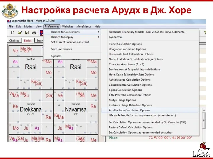 Настройка расчета Арудх в Дж. Хоре