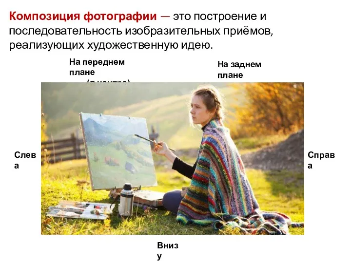 Композиция фотографии — это построение и последовательность изобразительных приёмов, реализующих