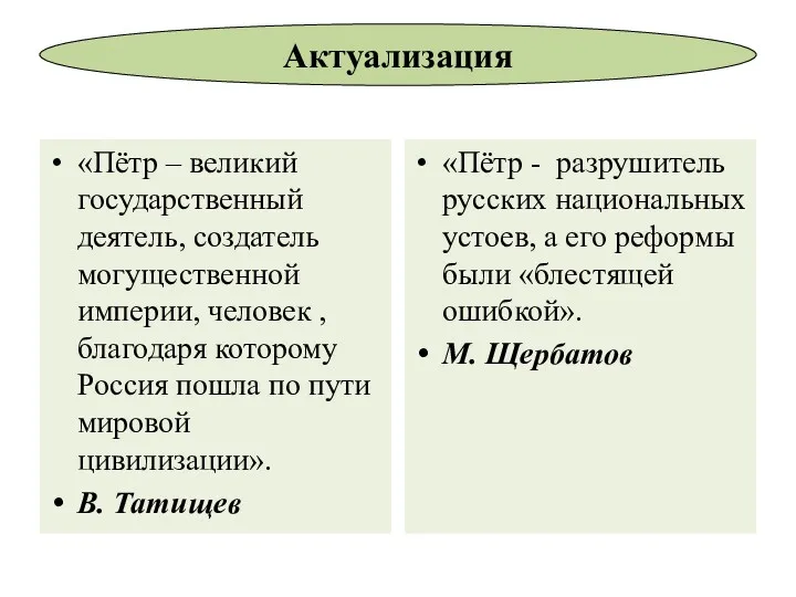 «Пётр – великий государственный деятель, создатель могущественной империи, человек ,