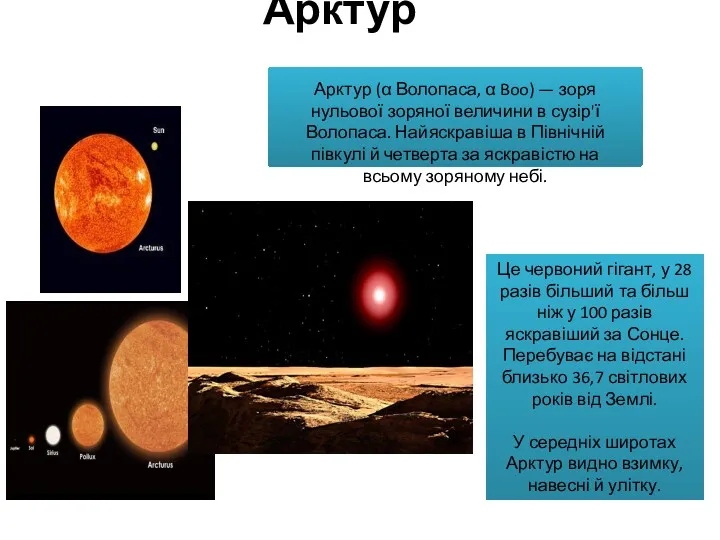 Арктур Арктур (α Волопаса, α Boo) — зоря нульової зоряної