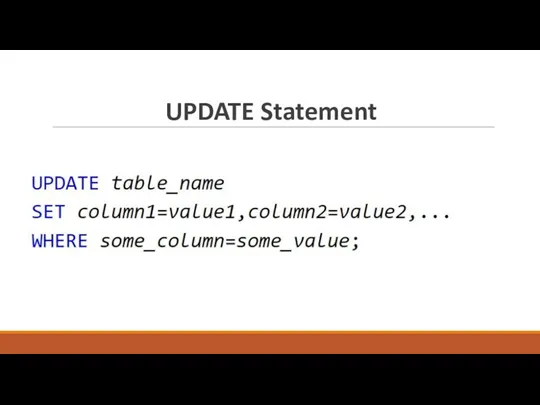 UPDATE Statement