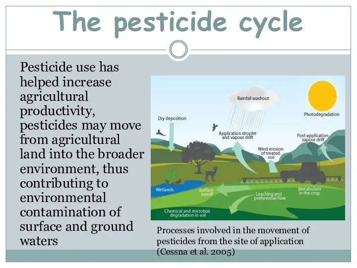 The pesticide cycle Pesticide use has helped increase agricultural productivity, pesticides may move