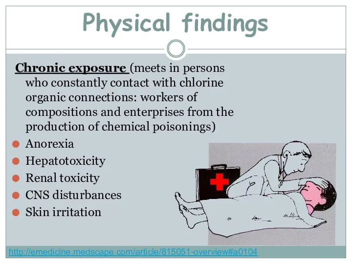 Chronic exposure (meets in persons who constantly contact with chlorine organic connections: workers