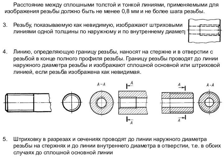 Расстояние между сплошными толстой и тонкой линиями, применяемыми для изображения