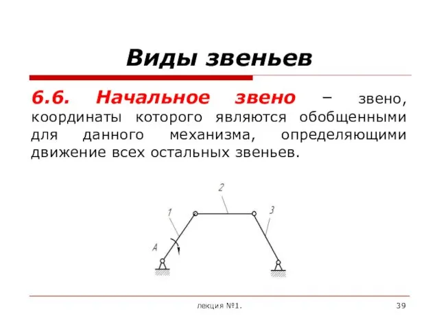 Виды звеньев 6.6. Начальное звено – звено, координаты которого являются