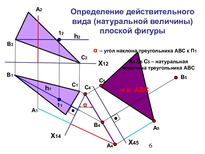 Определение действительного вида (натуральной величины) плоской фигуры А2 В2 С2