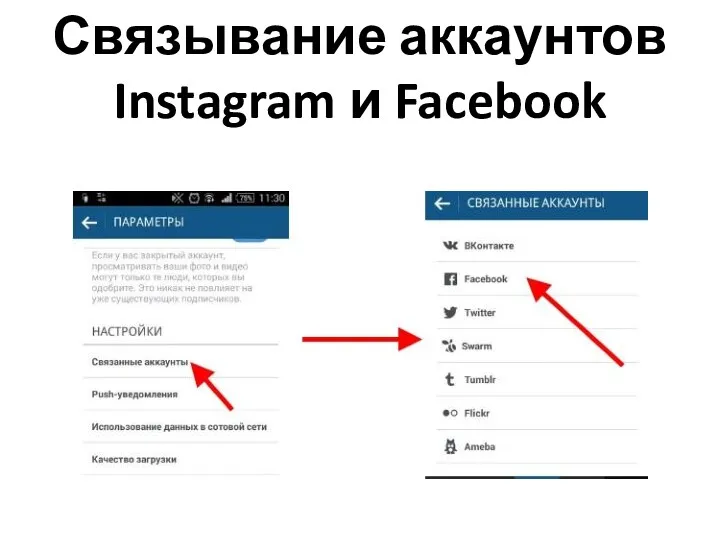 Связывание аккаунтов Instagram и Facebook