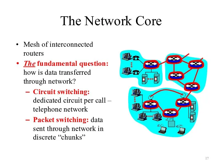 The Network Core Mesh of interconnected routers The fundamental question: