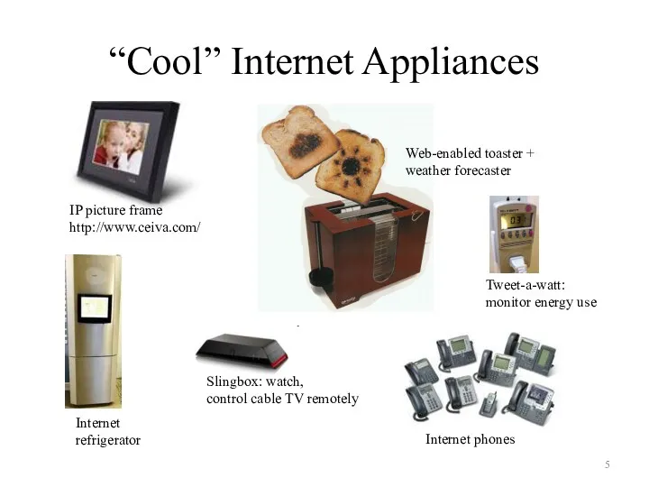 “Cool” Internet Appliances IP picture frame http://www.ceiva.com/ Web-enabled toaster +