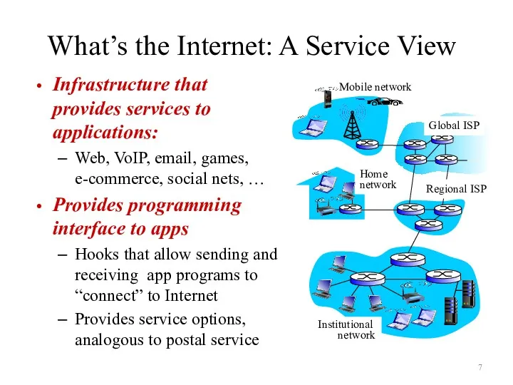 What’s the Internet: A Service View Infrastructure that provides services