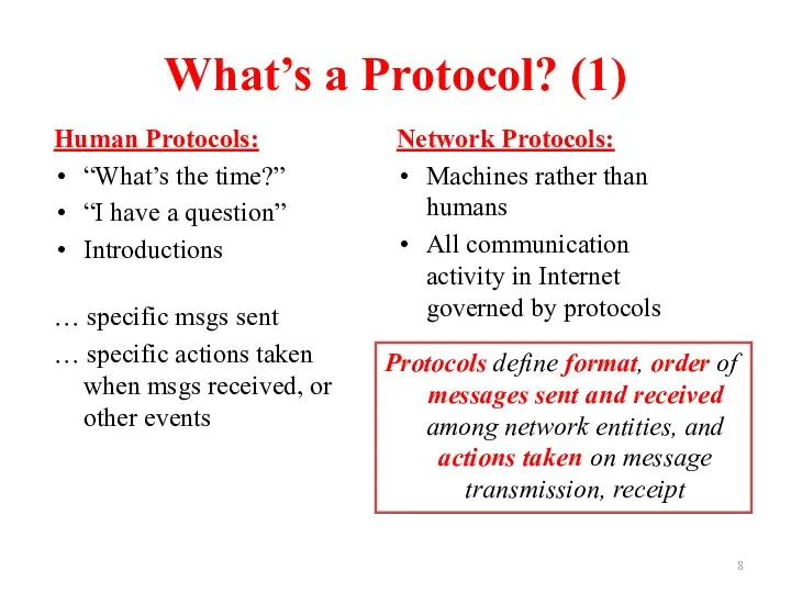 What’s a Protocol? (1) Human Protocols: “What’s the time?” “I