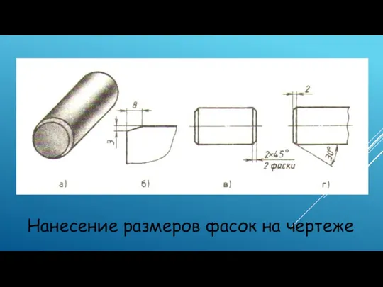 Нанесение размеров фасок на чертеже