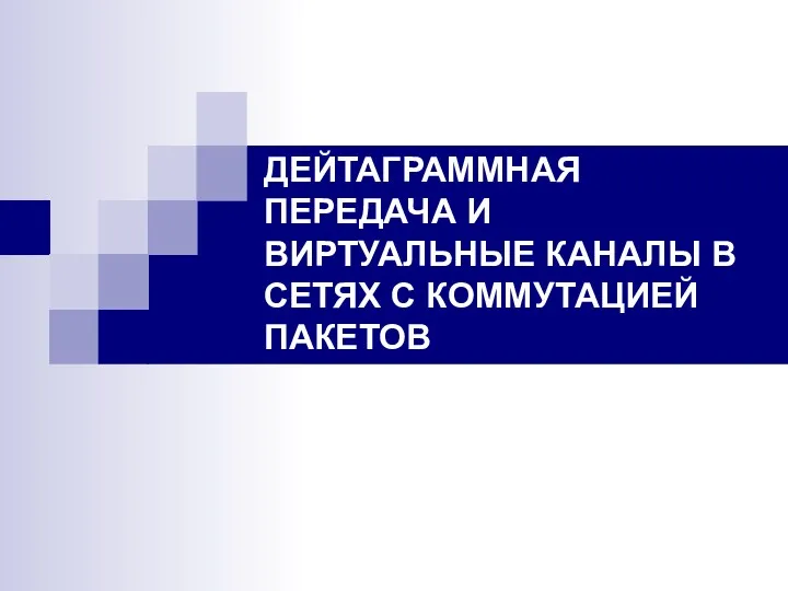 ДЕЙТАГРАММНАЯ ПЕРЕДАЧА И ВИРТУАЛЬНЫЕ КАНАЛЫ В СЕТЯХ С КОММУТАЦИЕЙ ПАКЕТОВ