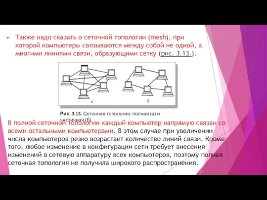 Также надо сказать о сеточной топологии (mesh), при которой компьютеры