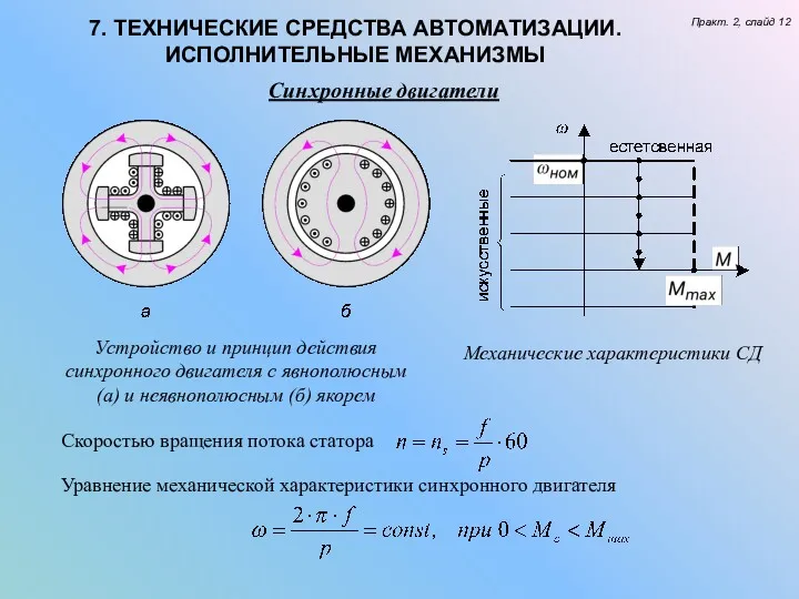 7. ТЕХНИЧЕСКИЕ СРЕДСТВА АВТОМАТИЗАЦИИ. ИСПОЛНИТЕЛЬНЫЕ МЕХАНИЗМЫ Практ. 2, слайд 12