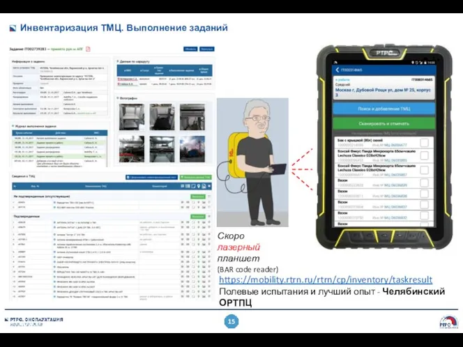 Инвентаризация ТМЦ. Выполнение заданий https://mobility.rtrn.ru/rtrn/cp/inventory/taskresult Полевые испытания и лучший опыт