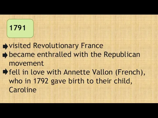 1791 visited Revolutionary France became enthralled with the Republican movement