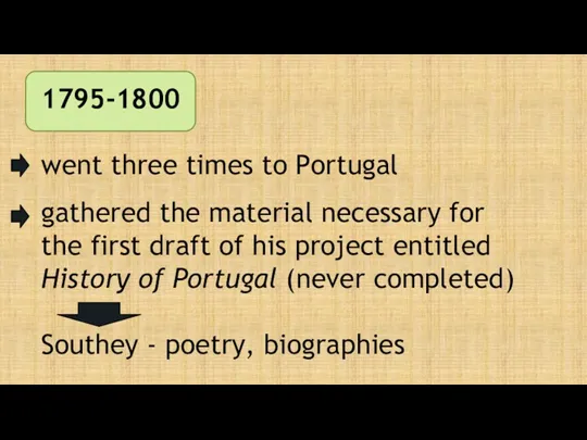 1795-1800 went three times to Portugal gathered the material necessary