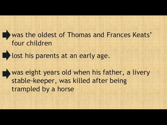 was the oldest of Thomas and Frances Keats’ four children