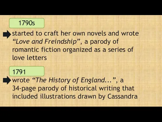 1790s started to craft her own novels and wrote “Love