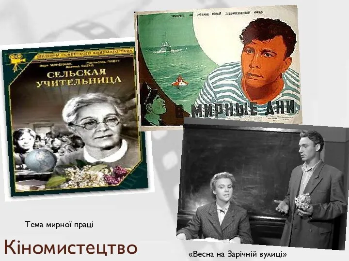 Кіномистецтво Тема мирної праці «Весна на Зарічній вулиці»