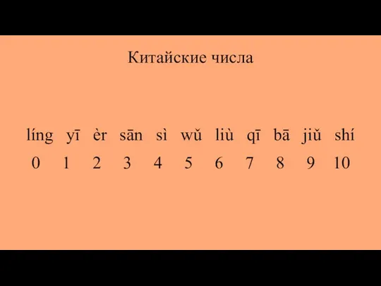 Китайские числа líng yī èr sān sì wǔ liù qī
