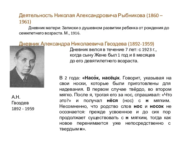 Деятельность Николая Александровича Рыбникова (1860 – 1961) Дневник матери: Записки