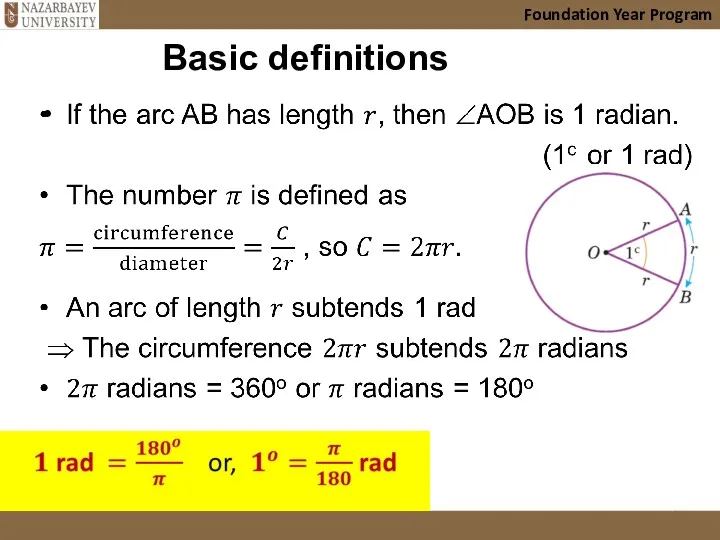 Basic definitions Foundation Year Program