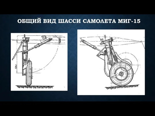 ОБЩИЙ ВИД ШАССИ САМОЛЕТА МИГ-15