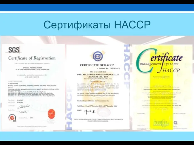 Сертификаты НАССР