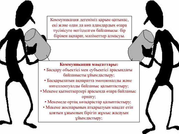 Коммуникация дегеніміз қарым-қатынас, екі және одан да көп адамдардың өзара