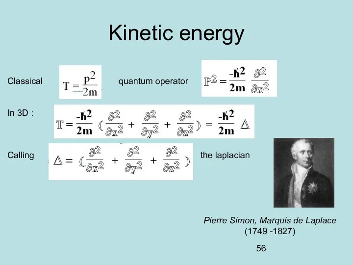 Kinetic energy Classical quantum operator In 3D : Calling the